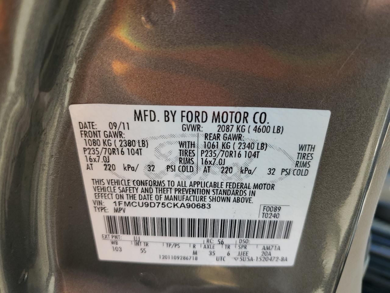 1FMCU9D75CKA90683 2012 Ford Escape Xlt