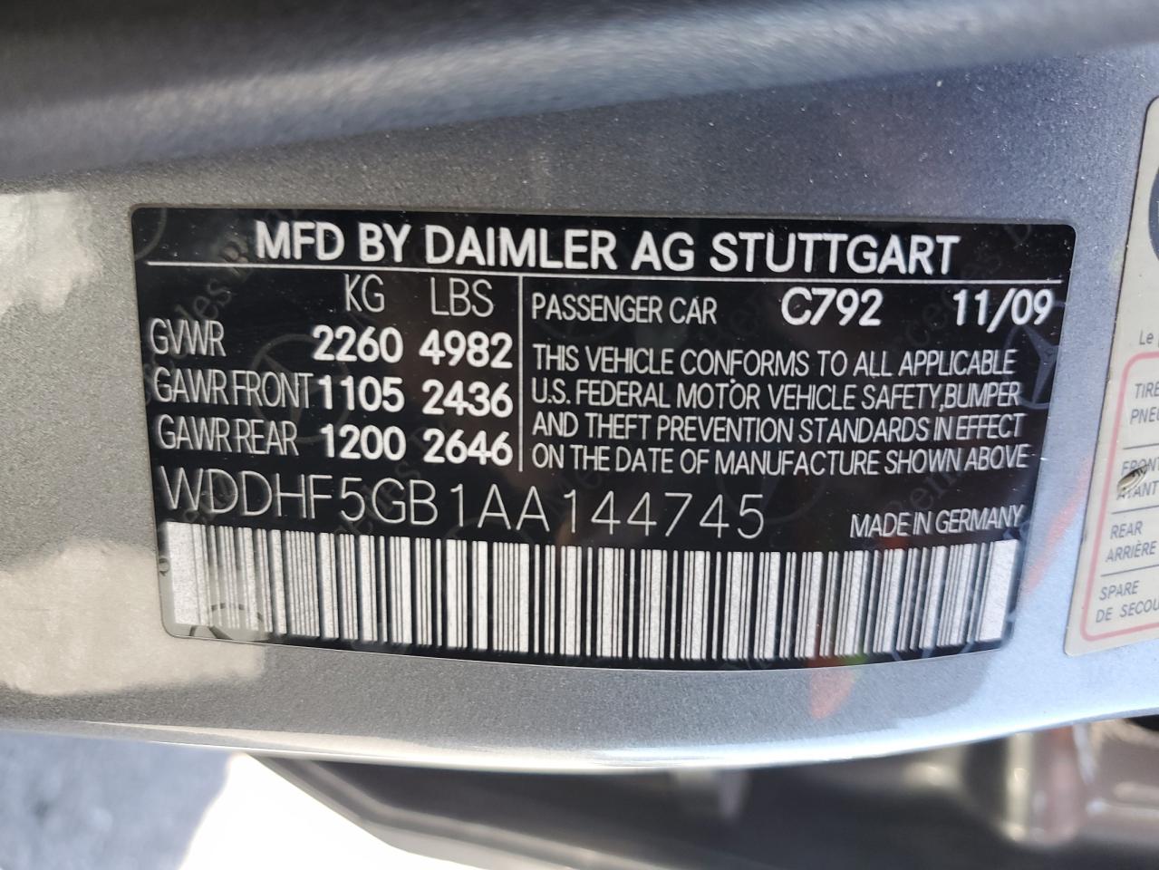 WDDHF5GB1AA144745 2010 Mercedes-Benz E 350