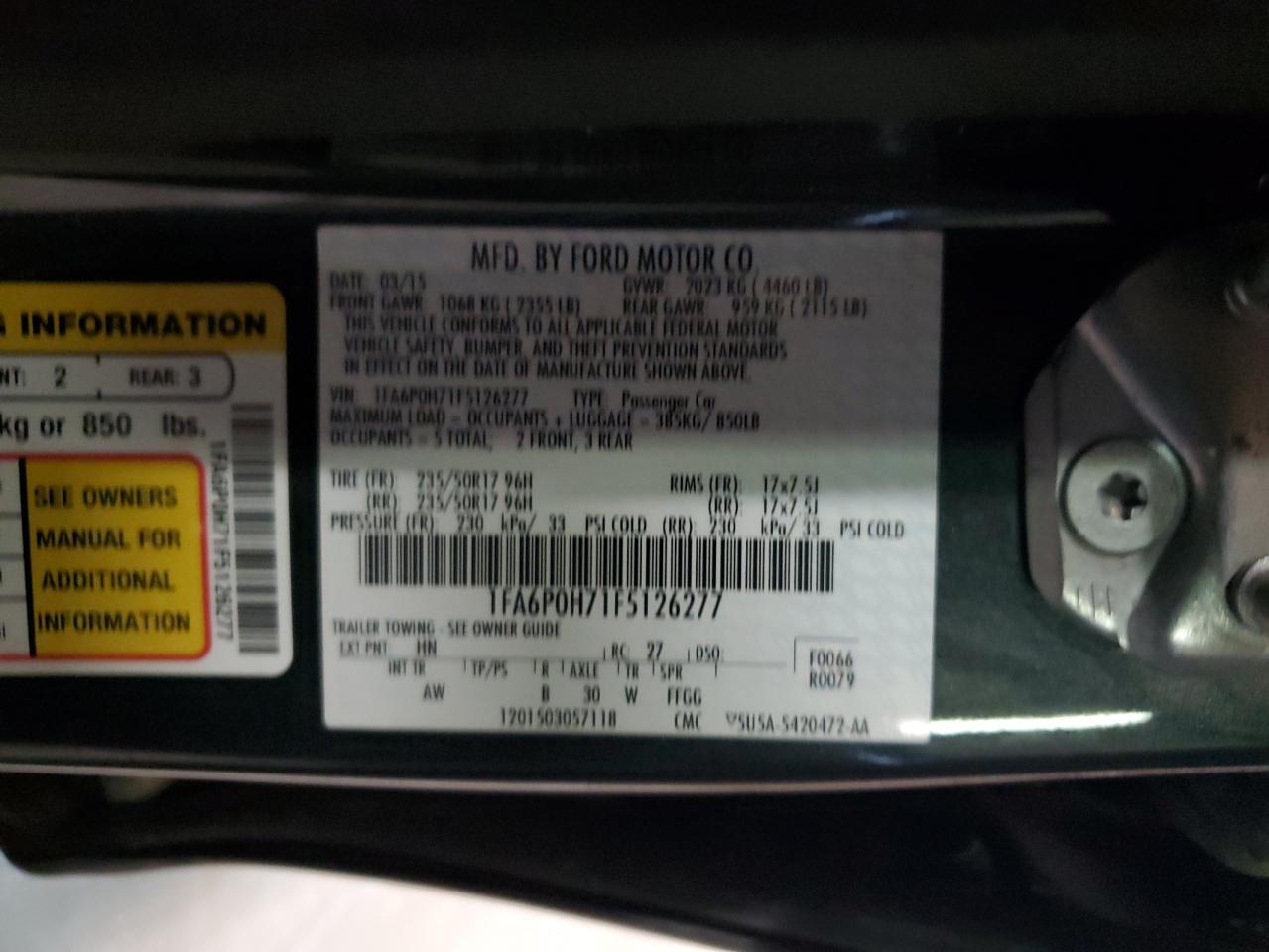 1FA6P0H71F5126277 2015 FORD FUSION - Image 12