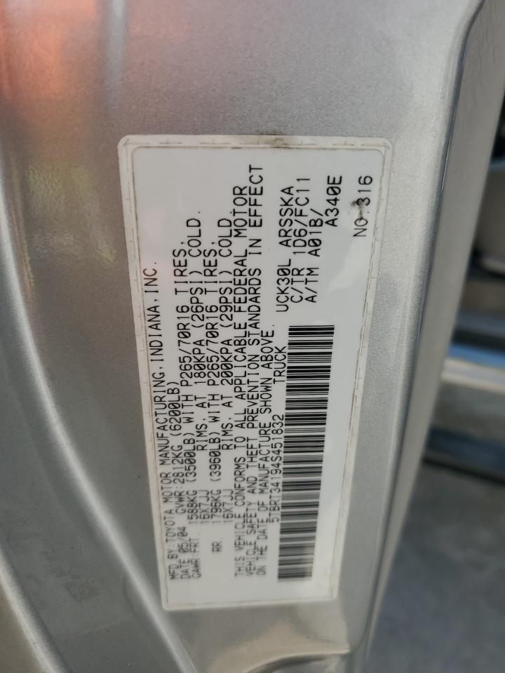 5TBRT34194S451832 2004 Toyota Tundra Access Cab Sr5