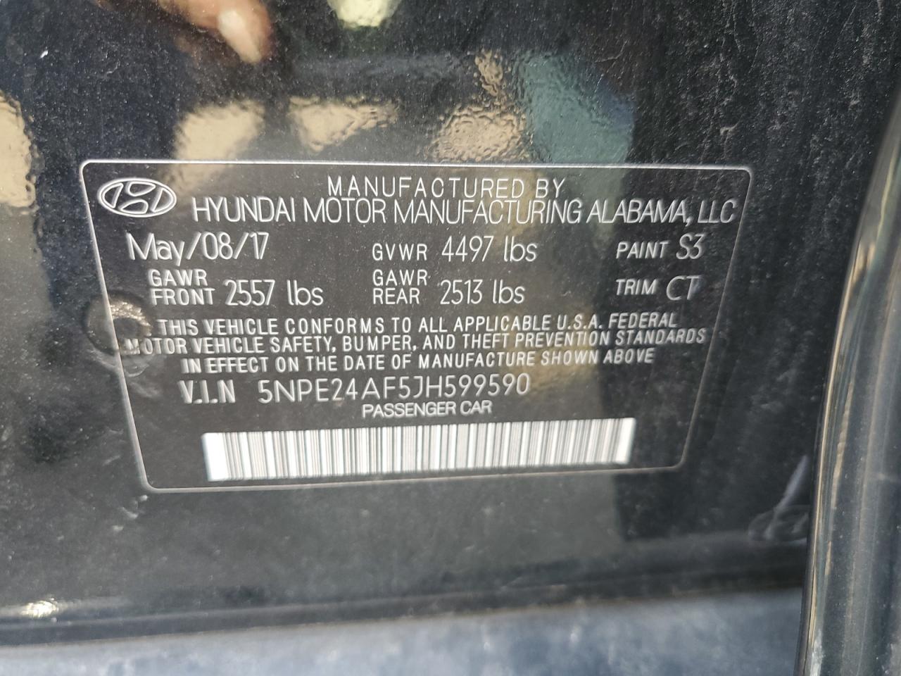 5NPE24AF5JH599590 2018 Hyundai Sonata Se