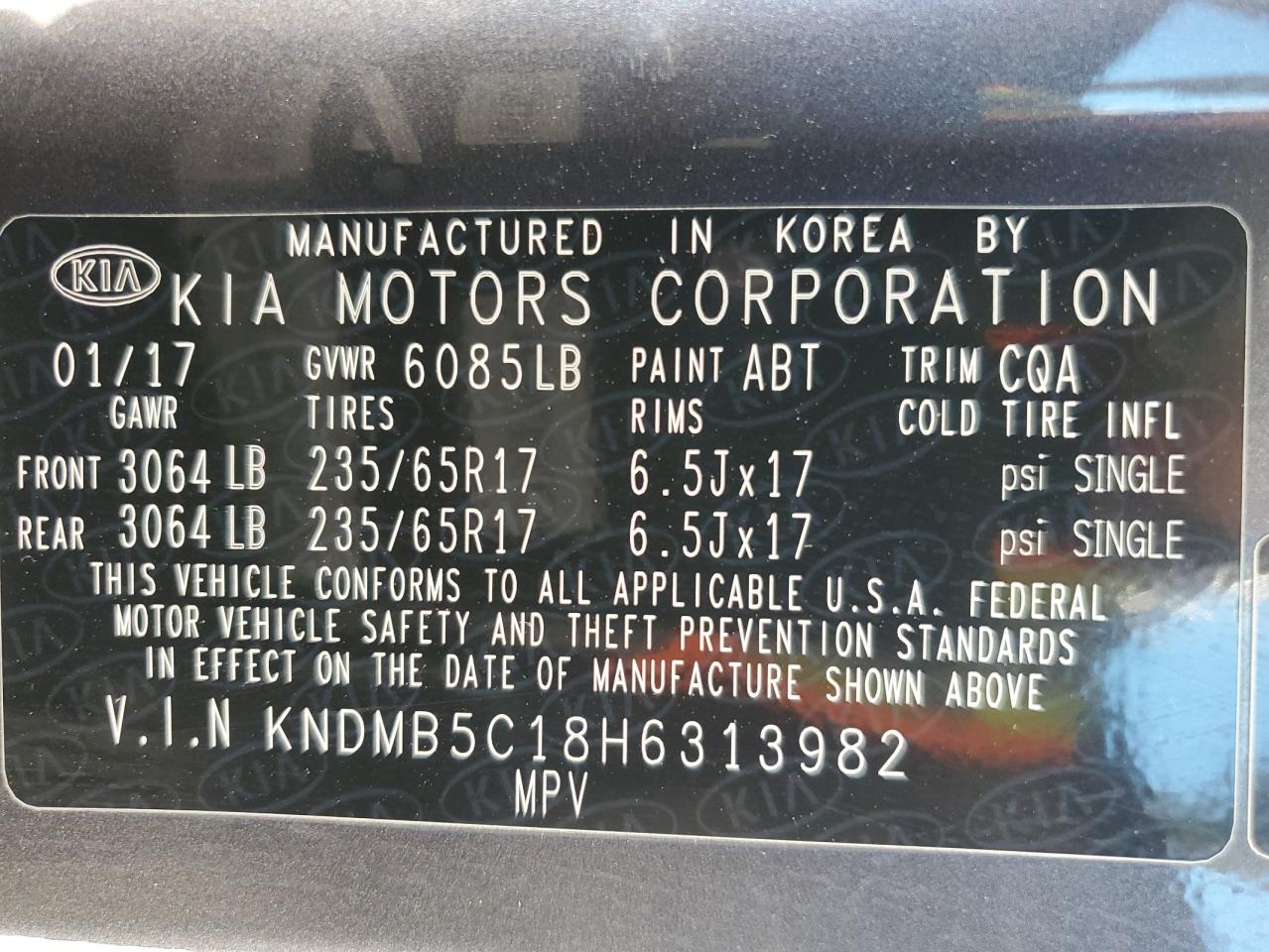 KNDMB5C18H6313982 2017 Kia Sedona Lx