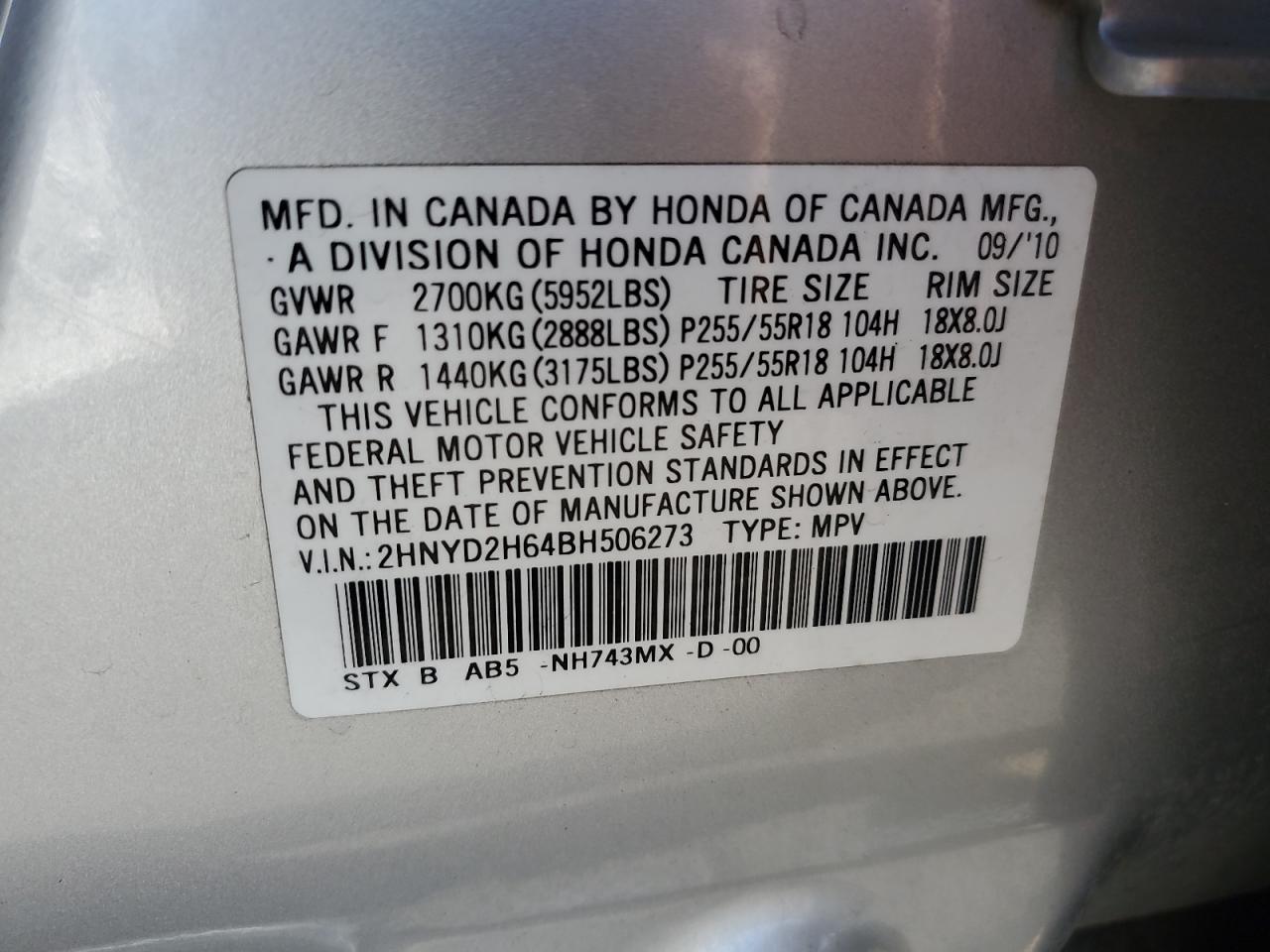 2HNYD2H64BH506273 2011 Acura Mdx Technology