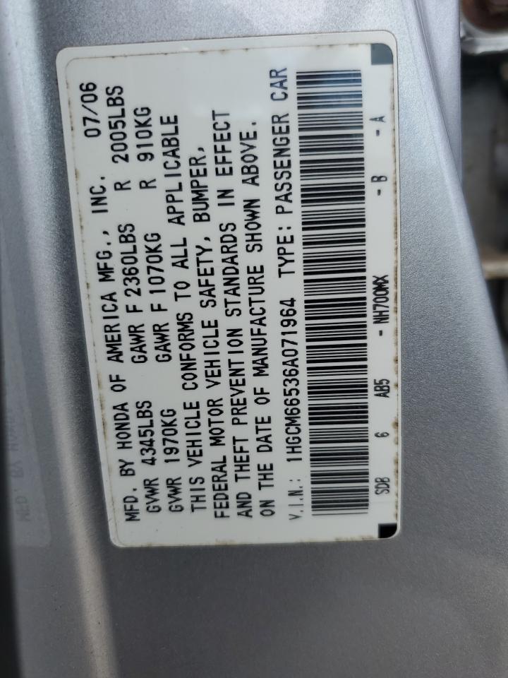 1HGCM66536A071964 2006 Honda Accord Ex