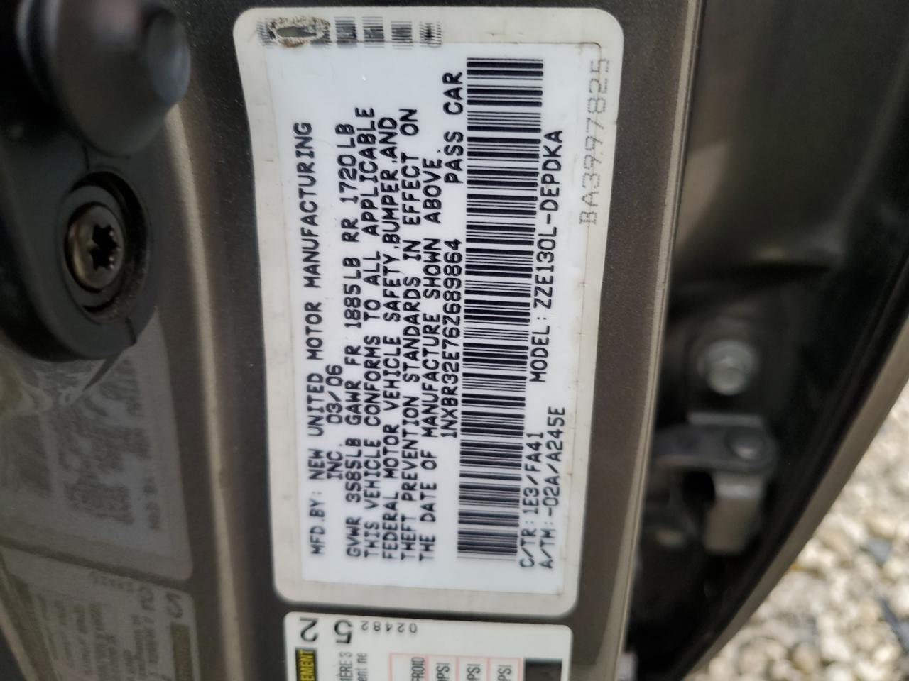 1NXBR32E76Z689864 2006 Toyota Corolla Ce