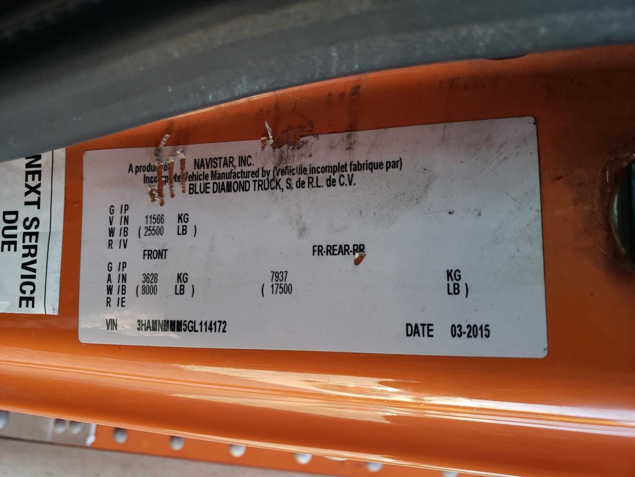 2016 International 4000 4300 Lp VIN: 3HAMNMMM5GL114172 Lot: 69620024