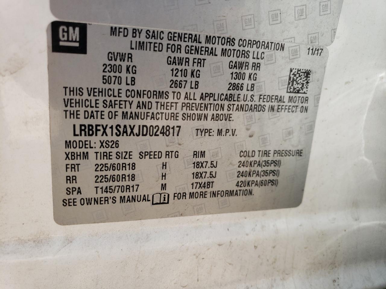 2018 Buick Envision Essence VIN: LRBFX1SAXJD024817 Lot: 71417574