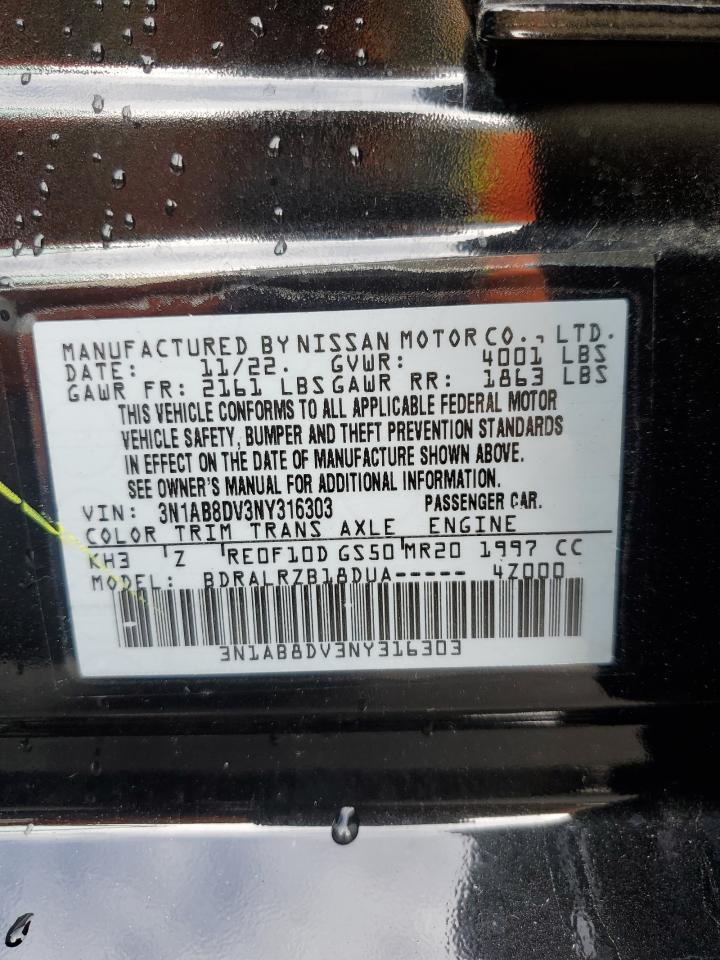 2022 Nissan Sentra Sr VIN: 3N1AB8DV3NY316303 Lot: 72122474