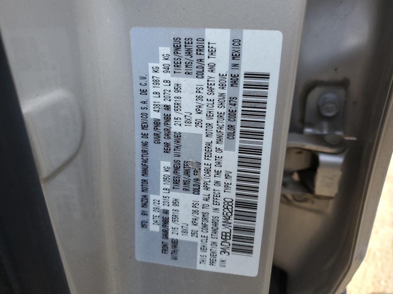 3MVDMBBLXNM452680 2022 Mazda Cx-30 Select