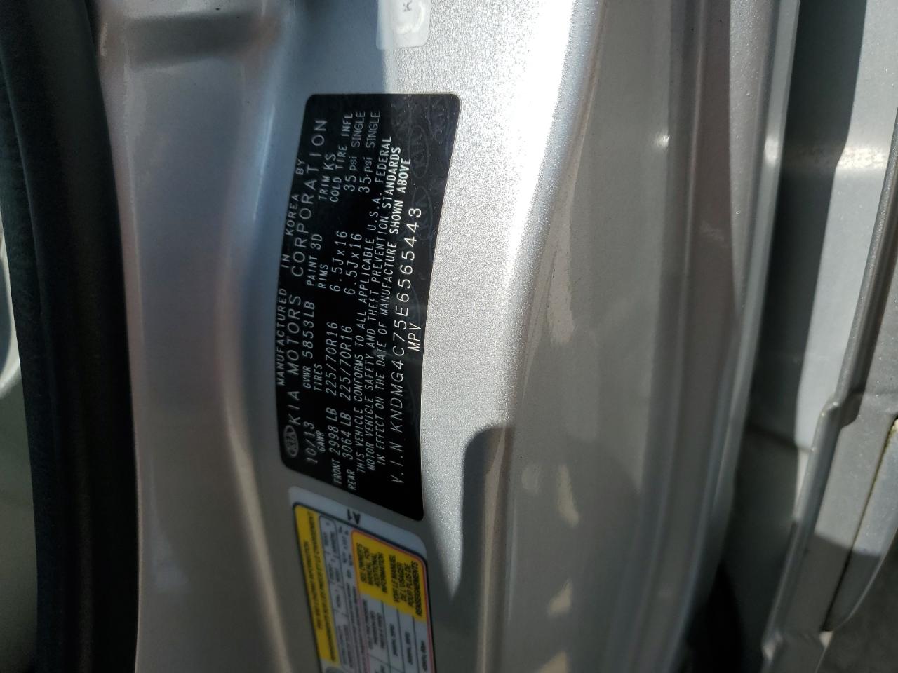 KNDMG4C75E6565443 2014 Kia Sedona Lx