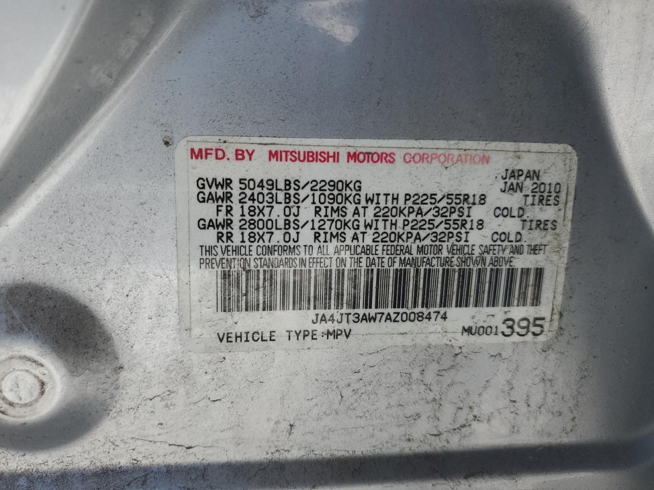 JA4JT3AW7AZ008474 2010 Mitsubishi Outlander Se