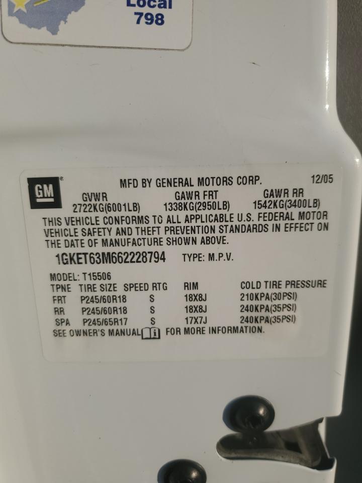 1GKET63M662228794 2006 GMC Envoy Denali