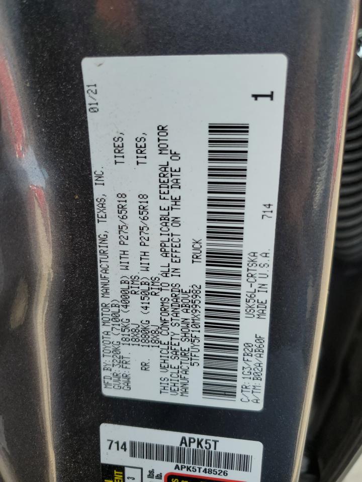 5TFUY5F10MX995982 2021 Toyota Tundra Double Cab Sr