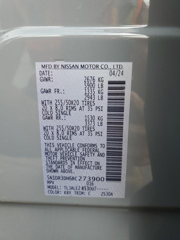 2024 Nissan Pathfinder Platinum VIN: 5N1DR3DH6RC273900 Lot: 70493824