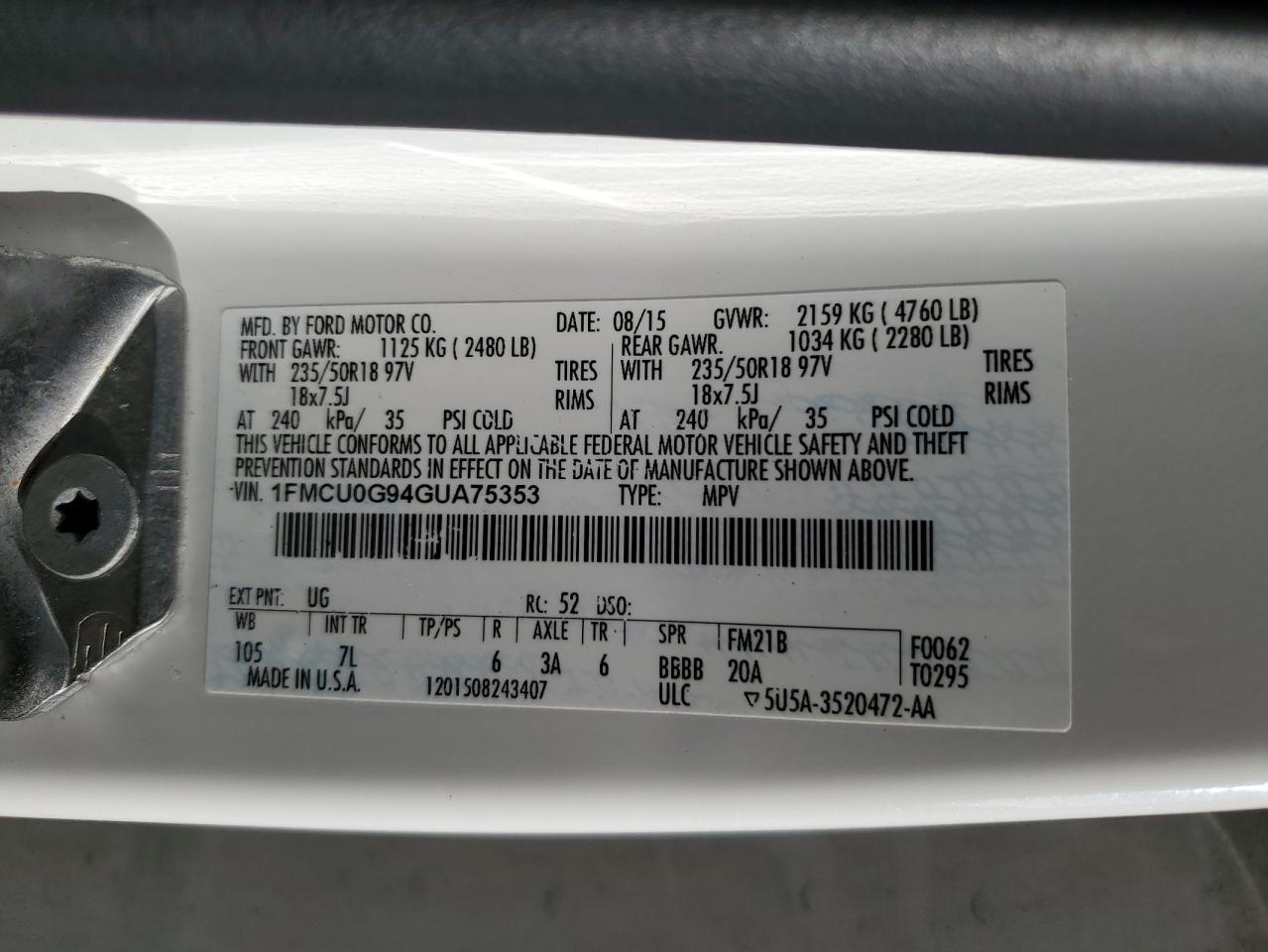 1FMCU0G94GUA75353 2016 FORD ESCAPE - Image 12