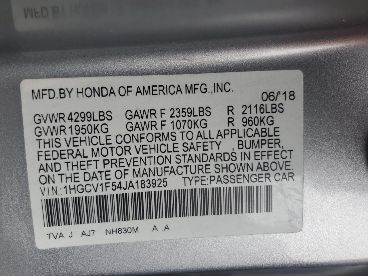 1HGCV1F54JA183925 2018 HONDA ACCORD - Image 15