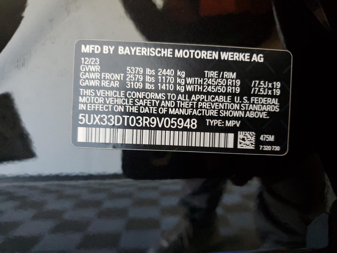 2024 BMW X4 xDrive30I VIN: 5UX33DT03R9V05948 Lot: 72286394