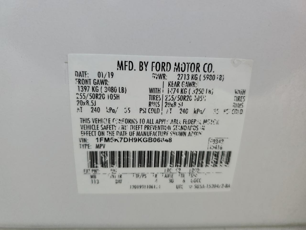 1FM5K7DH9KGB06848 2019 FORD EXPLORER - Image 14