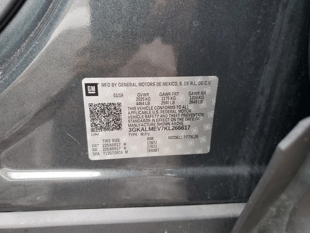 3GKALMEV7KL266617 2019 GMC Terrain Sle