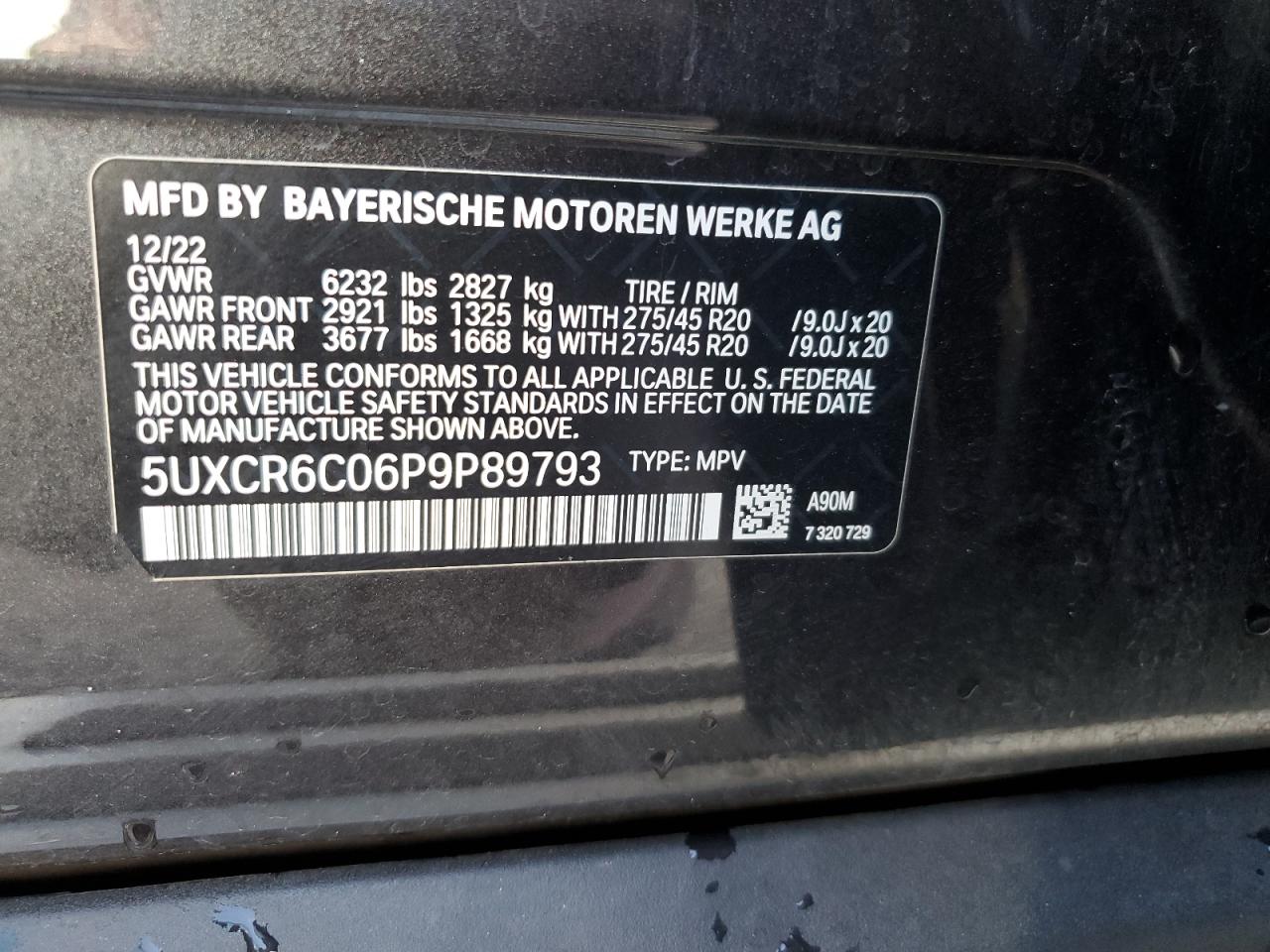 5UXCR6C06P9P89793 2023 BMW X5 xDrive40I