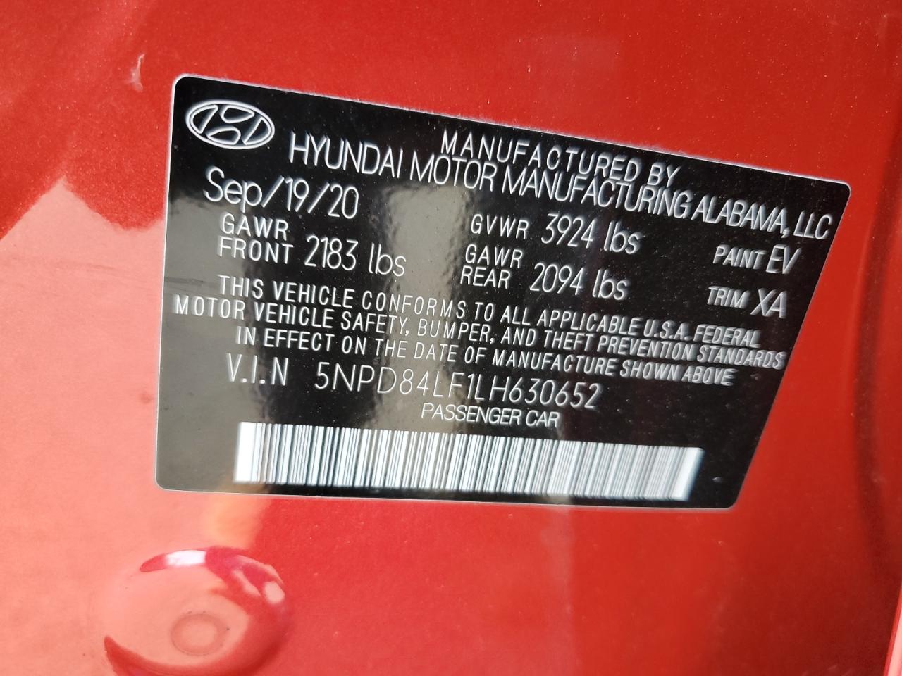 5NPD84LF1LH630652 2020 HYUNDAI ELANTRA - Image 13