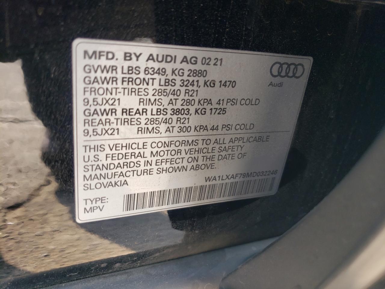 WA1LXAF79MD032246 2021 Audi Q7 Premium Plus