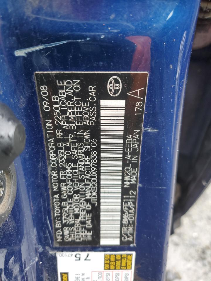 JTDKB20UX97838106 2009 Toyota Prius