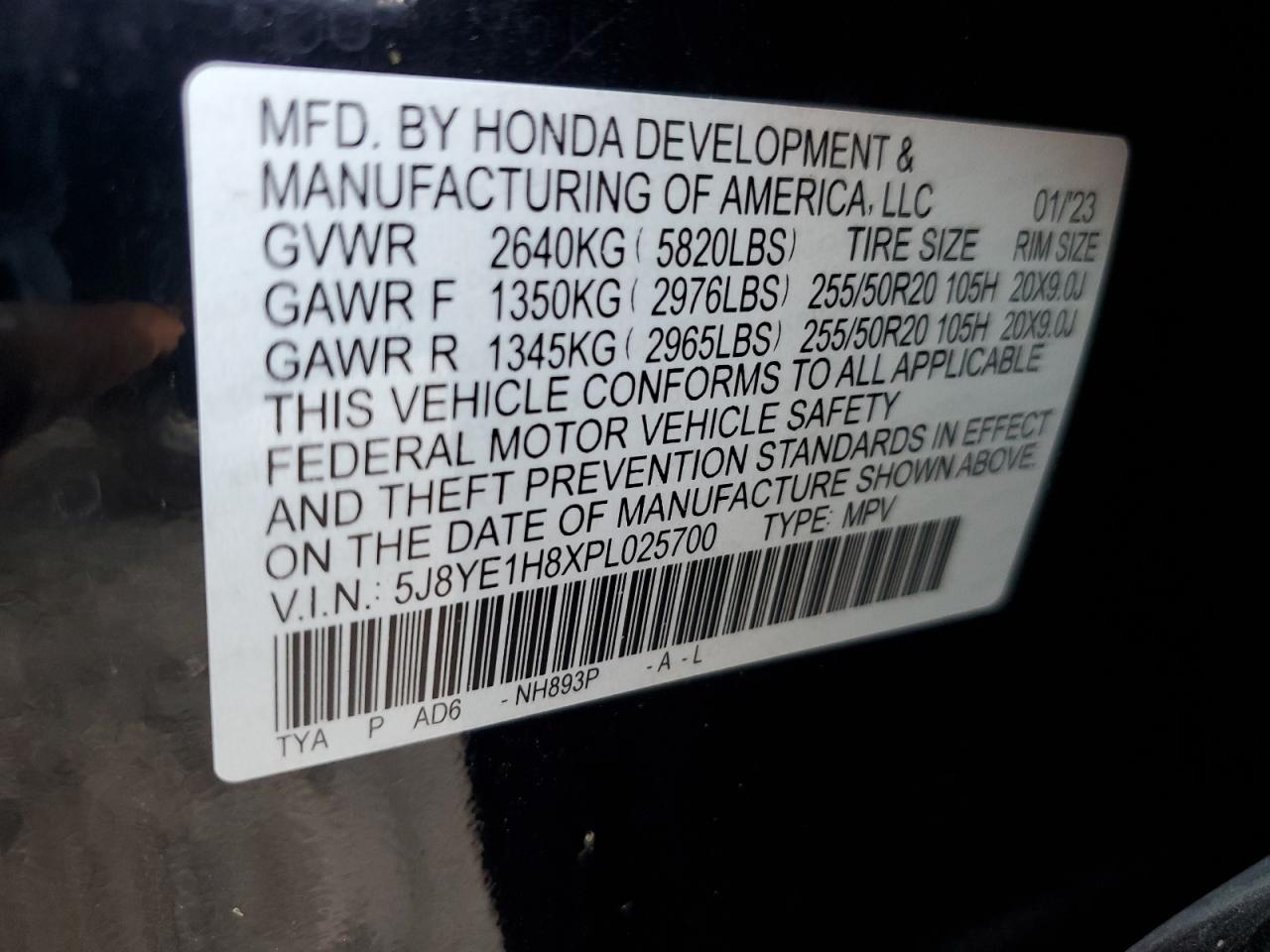 5J8YE1H8XPL025700 2023 Acura Mdx Advance