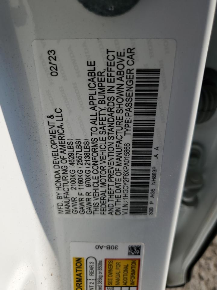 1HGCY2F6XPA015866 2023 Honda Accord Hybrid Exl