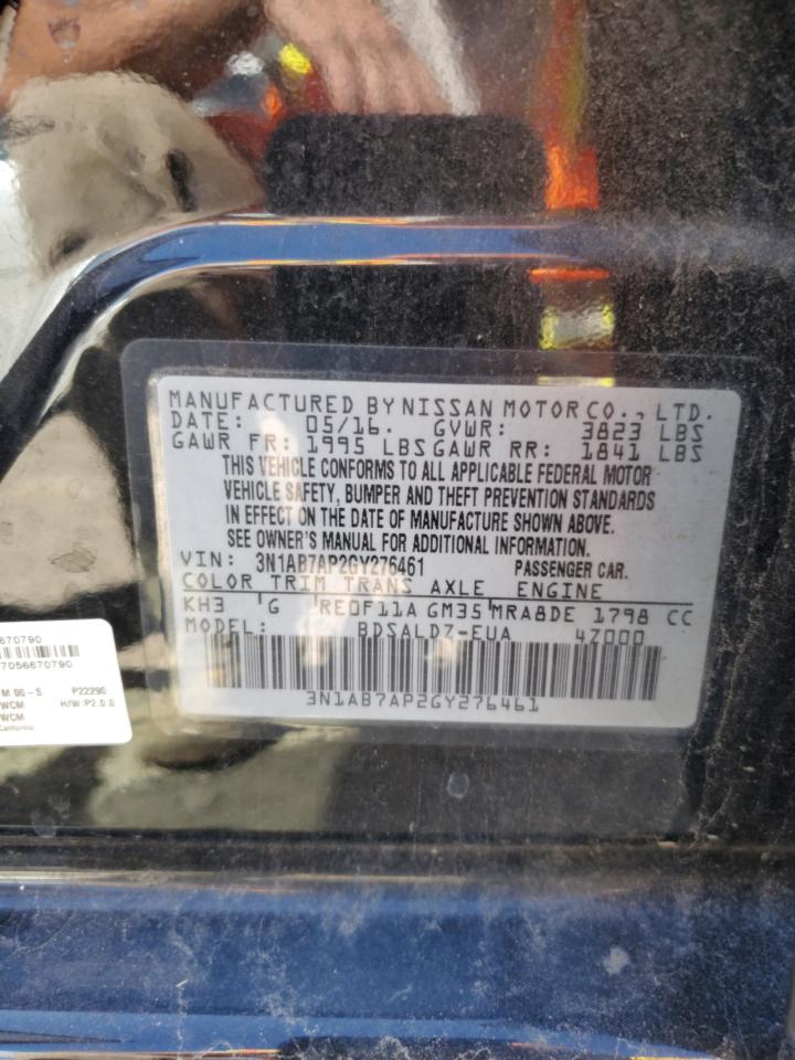 2016 Nissan Sentra S VIN: 3N1AB7AP2GY276461 Lot: 73318524