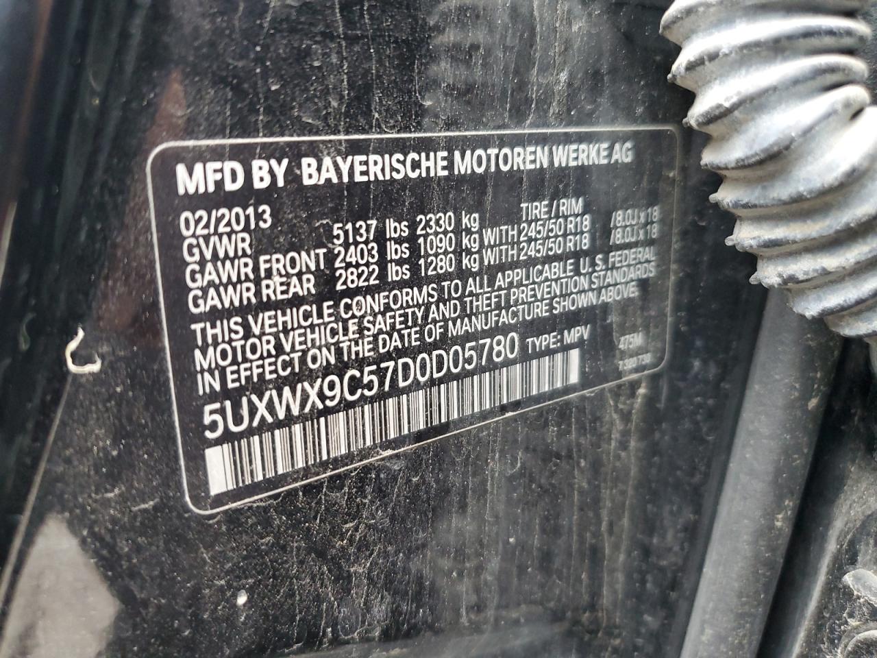 5UXWX9C57D0D05780 2013 BMW X3 xDrive28I