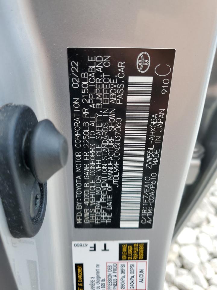 2022 Toyota Prius Le VIN: JTDL9MFU0N3037060 Lot: 72805184