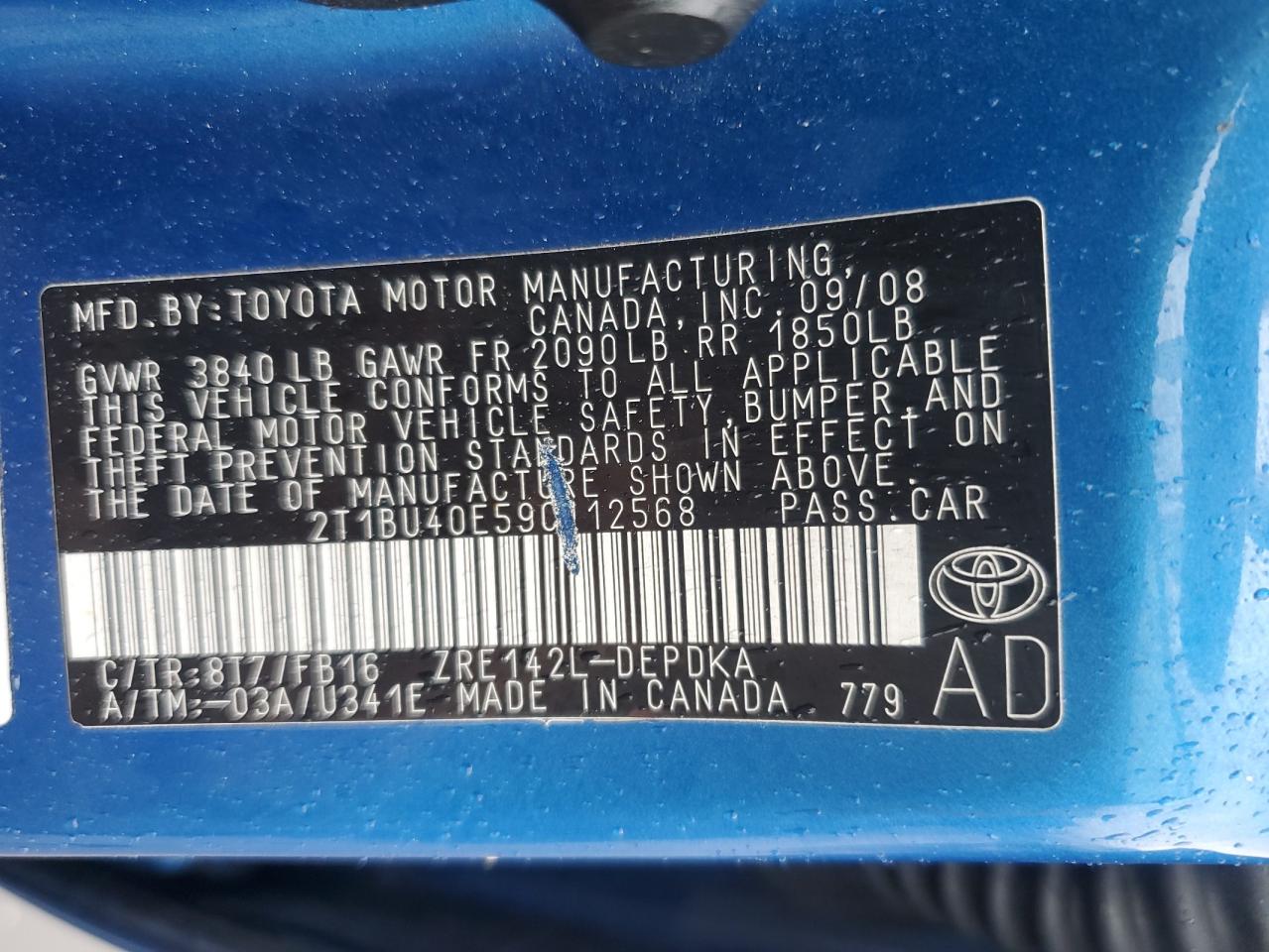 2T1BU40E59C112568 2009 Toyota Corolla Base