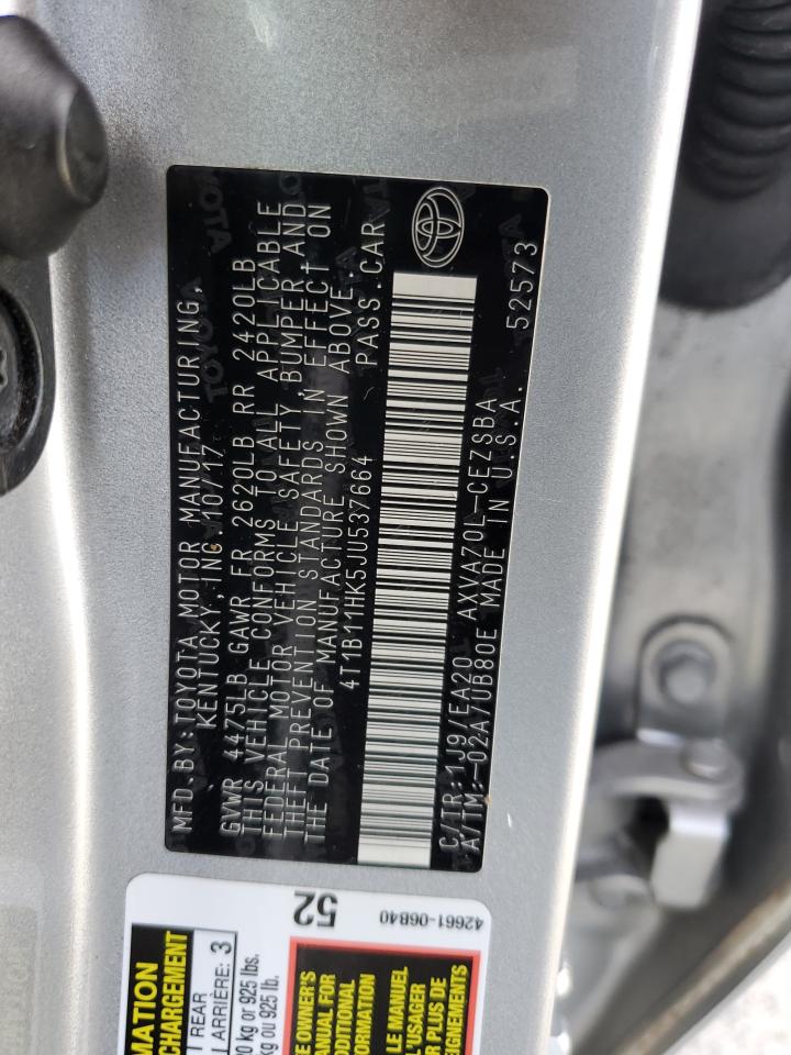 4T1B11HK5JU537664 2018 Toyota Camry L