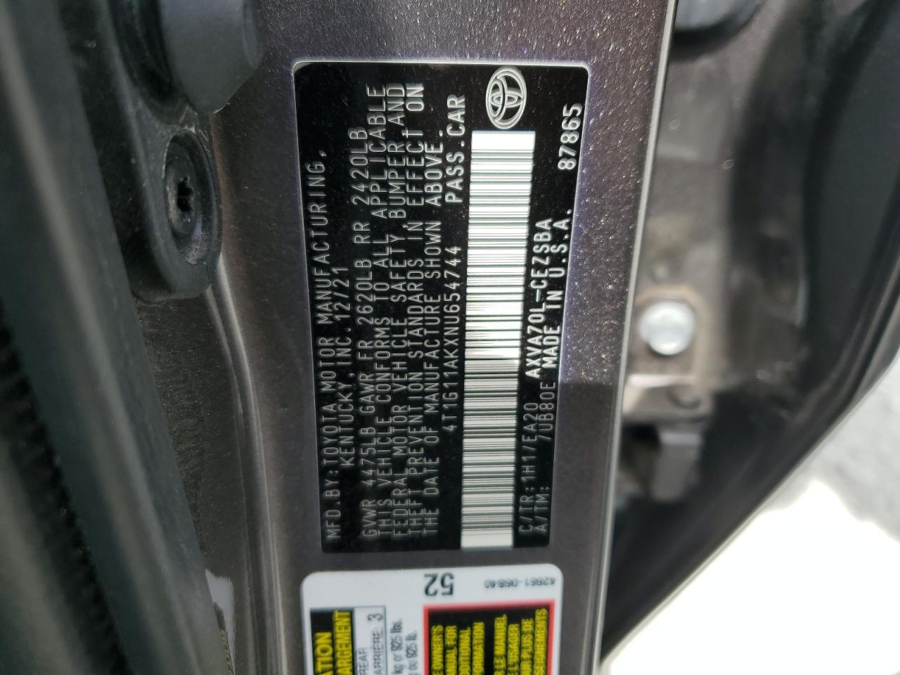 4T1G11AKXNU654744 2022 TOYOTA CAMRY - Image 13