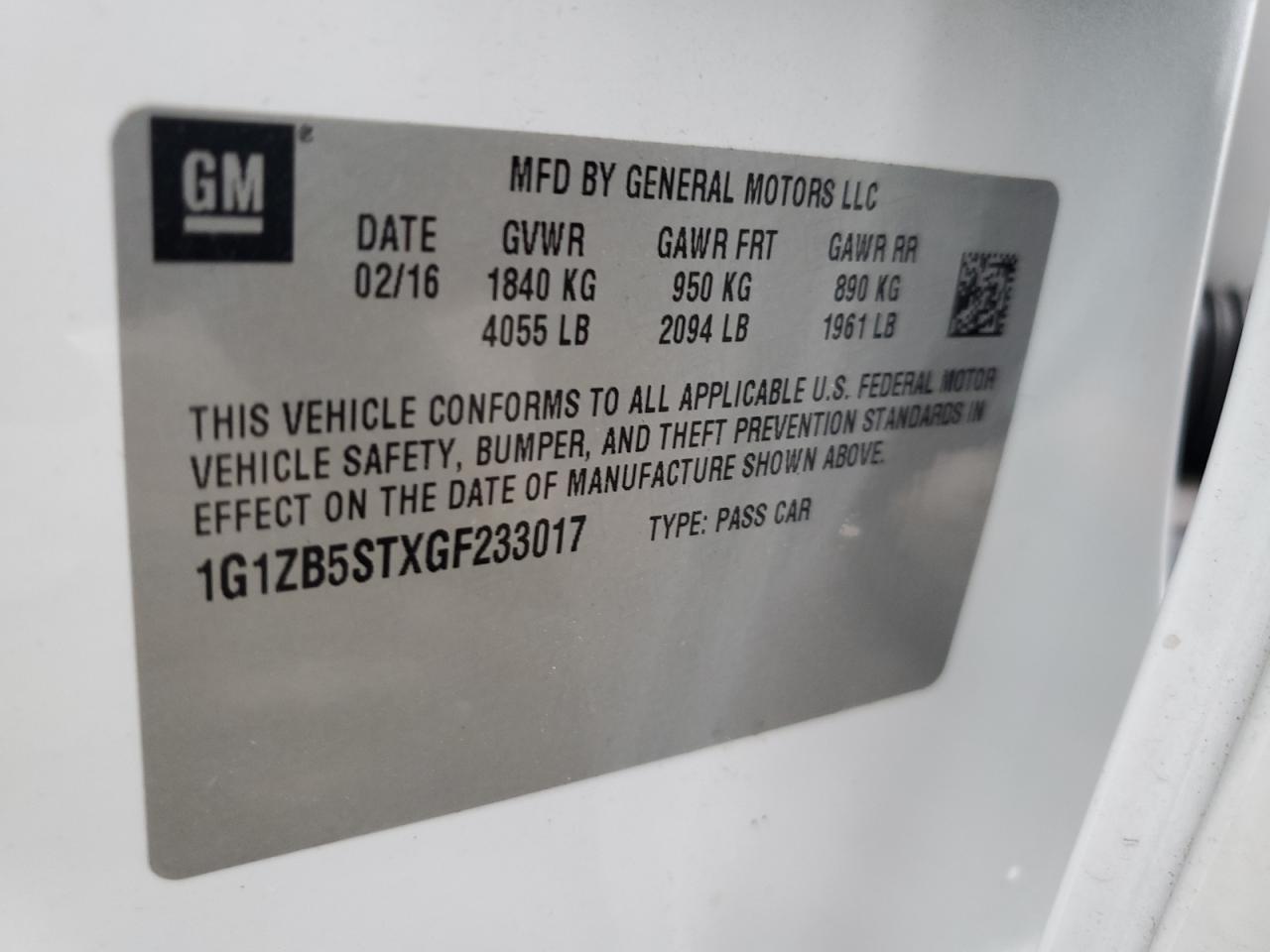 1G1ZB5STXGF233017 2016 CHEVROLET MALIBU - Image 12