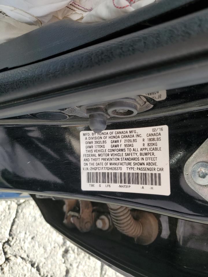 2HGFC1F77GH636370 2016 Honda Civic Exl