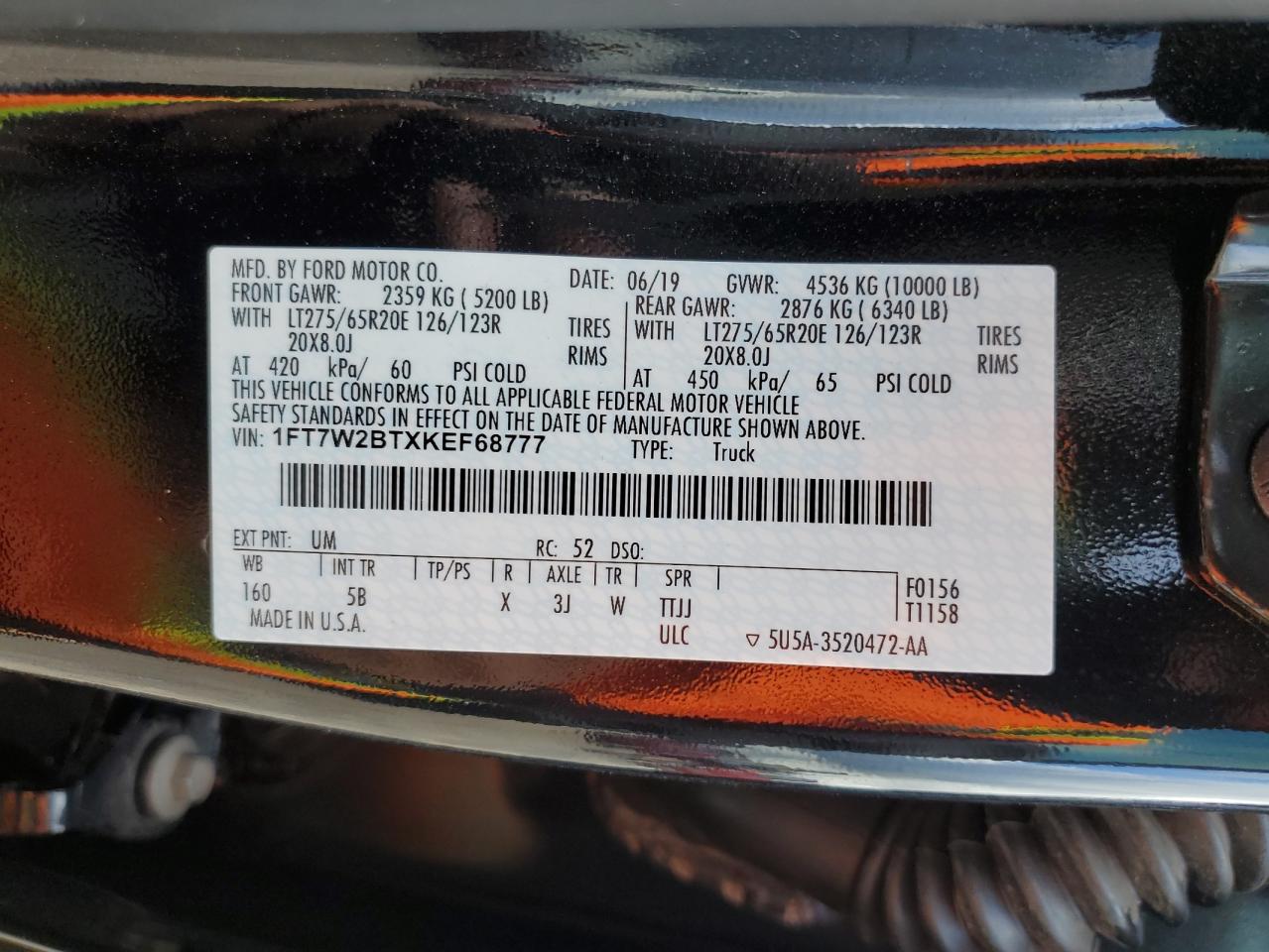 1FT7W2BTXKEF68777 2019 Ford F250 Super Duty