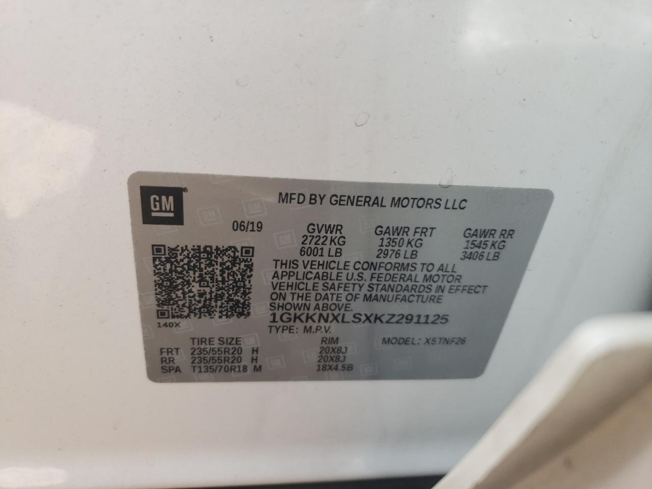 1GKKNXLSXKZ291125 2019 GMC Acadia Denali