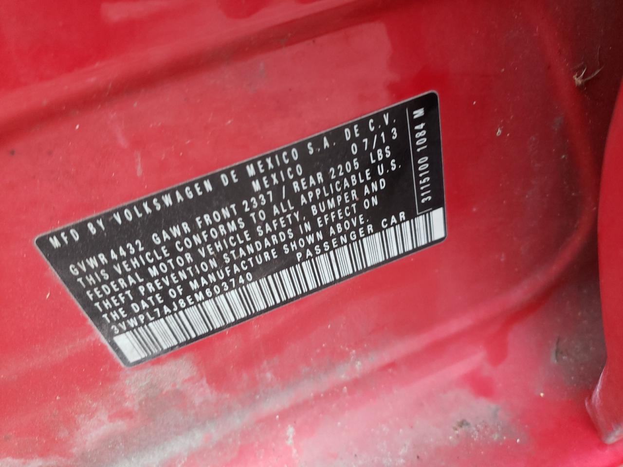 2014 Volkswagen Jetta Tdi VIN: 3VWPL7AJ8EM603740 Lot: 70982704