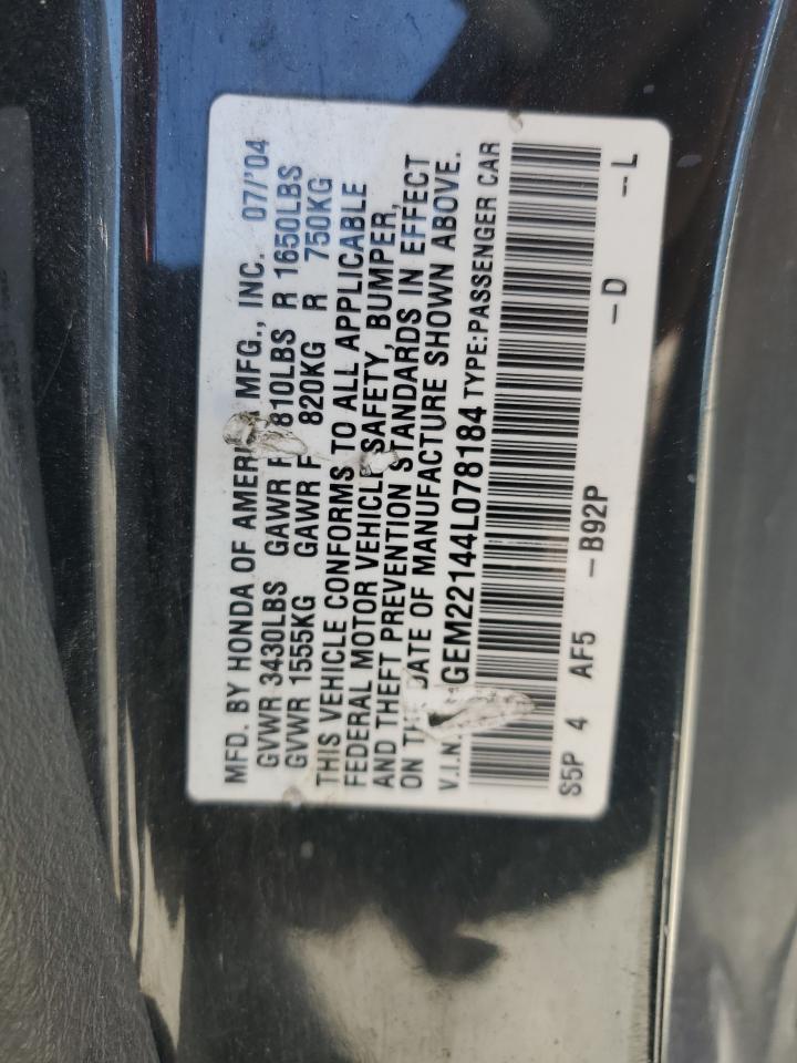 1HGEM22144L078184 2004 Honda Civic Dx Vp