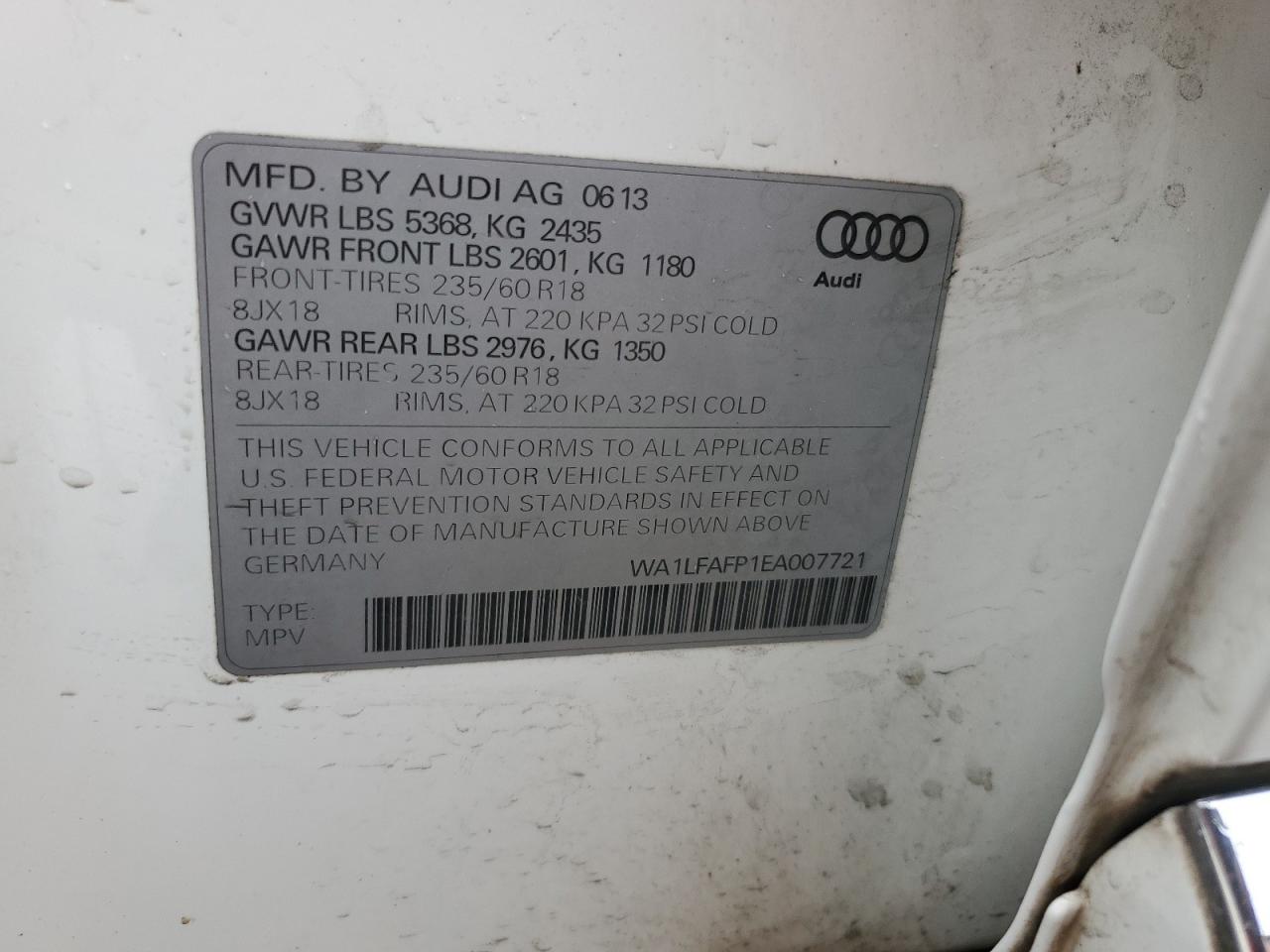 WA1LFAFP1EA007721 2014 Audi Q5 Premium Plus