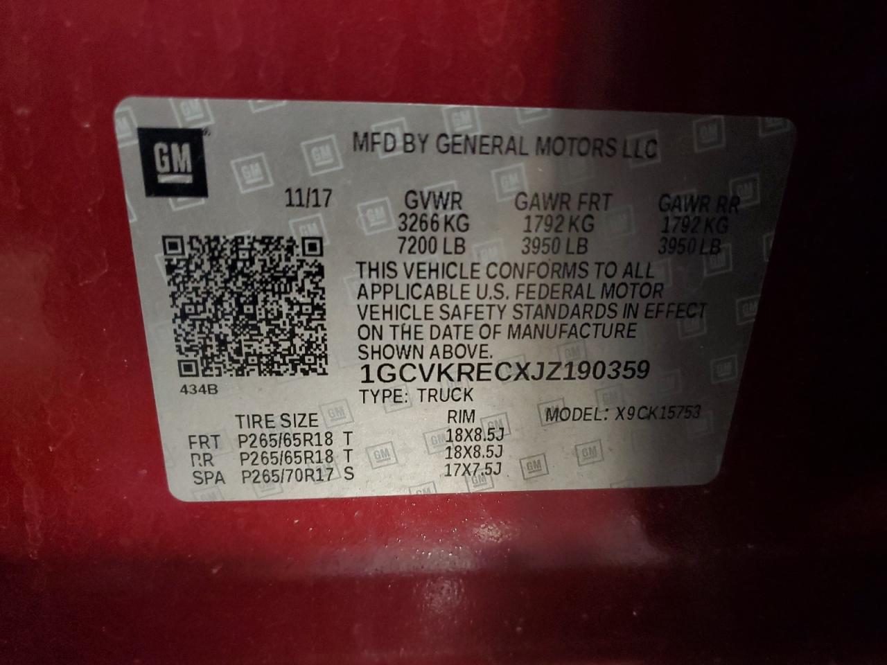 2018 Chevrolet Silverado K1500 Lt VIN: 1GCVKRECXJZ190359 Lot: 69979234