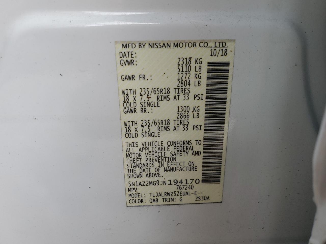 5N1AZ2MG9JN194170 2018 NISSAN MURANO - Image 14