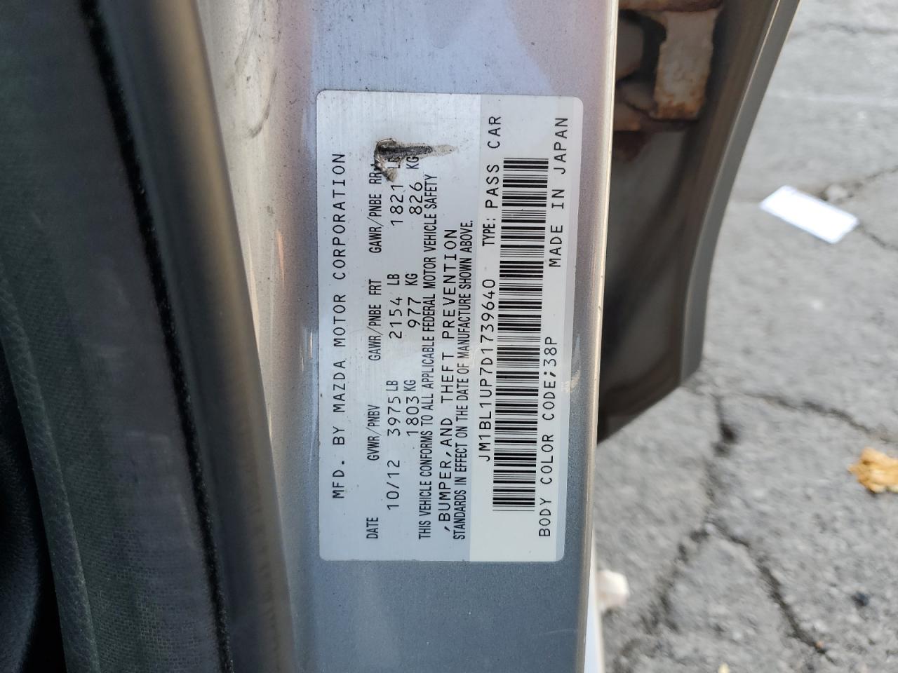 2013 Mazda 3 I VIN: JM1BL1UP7D1739640 Lot: 71649644