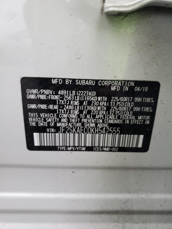 JF2SKAEC0KH542555 2019 Subaru Forester Premium