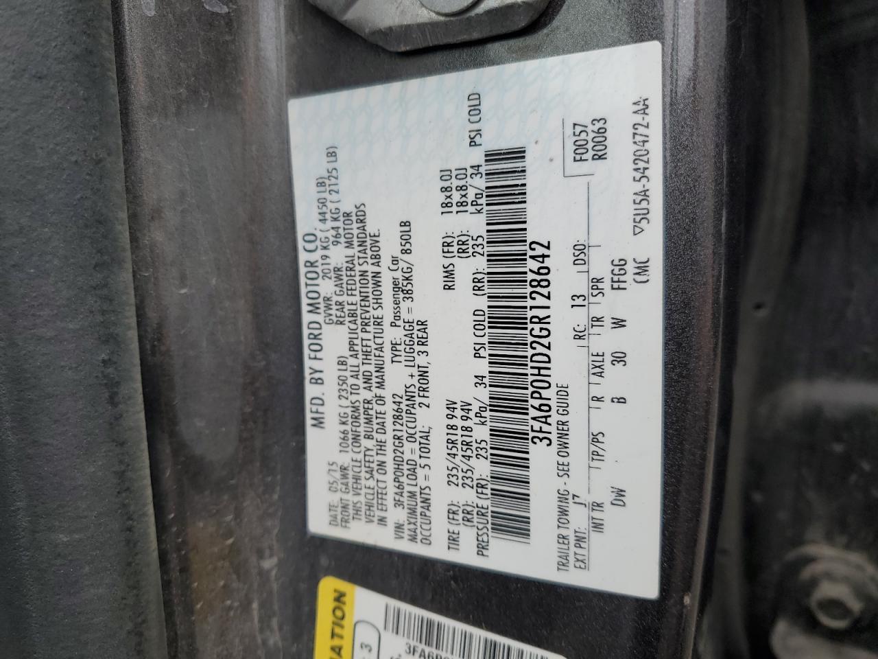 3FA6P0HD2GR128642 2016 FORD FUSION - Image 12