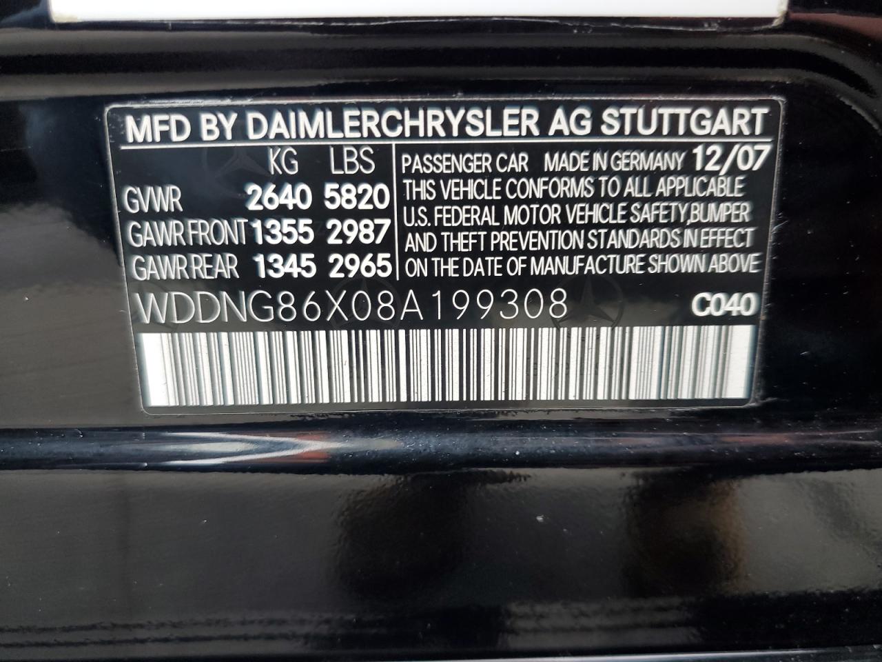 WDDNG86X08A199308 2008 Mercedes-Benz S 550 4Matic