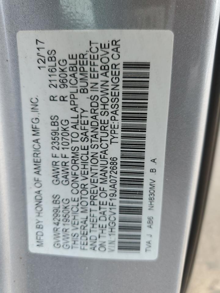 1HGCV1F19JA072686 2018 Honda Accord Lx