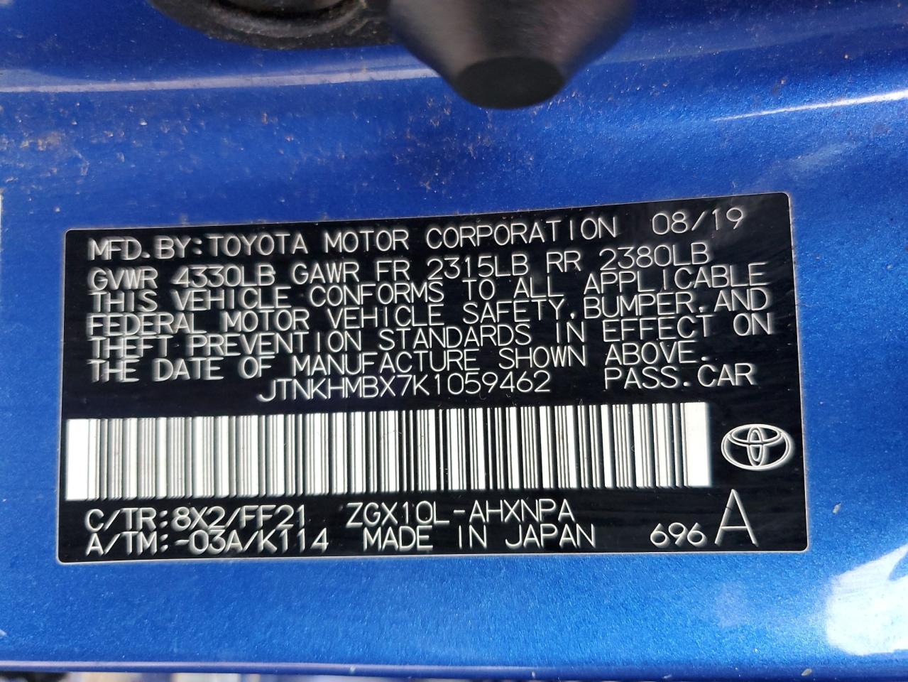 JTNKHMBX7K1059462 2019 Toyota C-Hr Xle